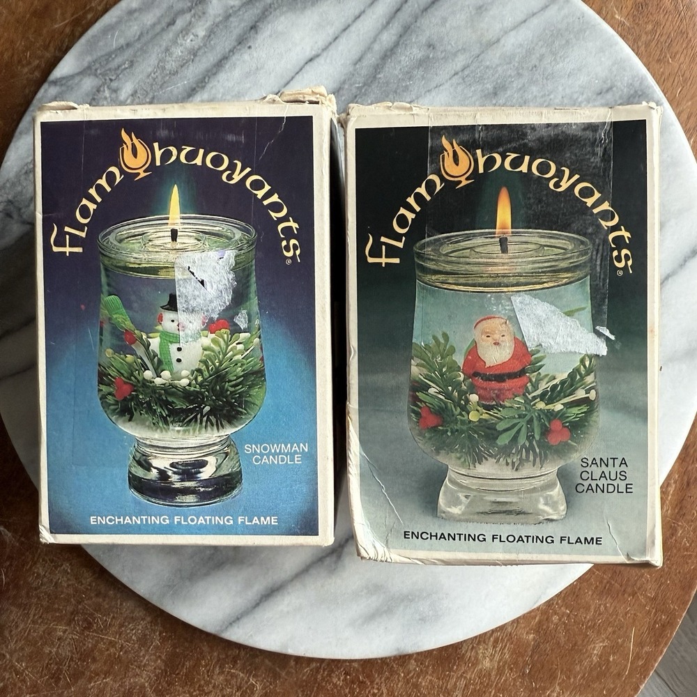 Flambuoyants Vintage 1979 Candles New Old Stock Santa Snowman USA Oil Candle